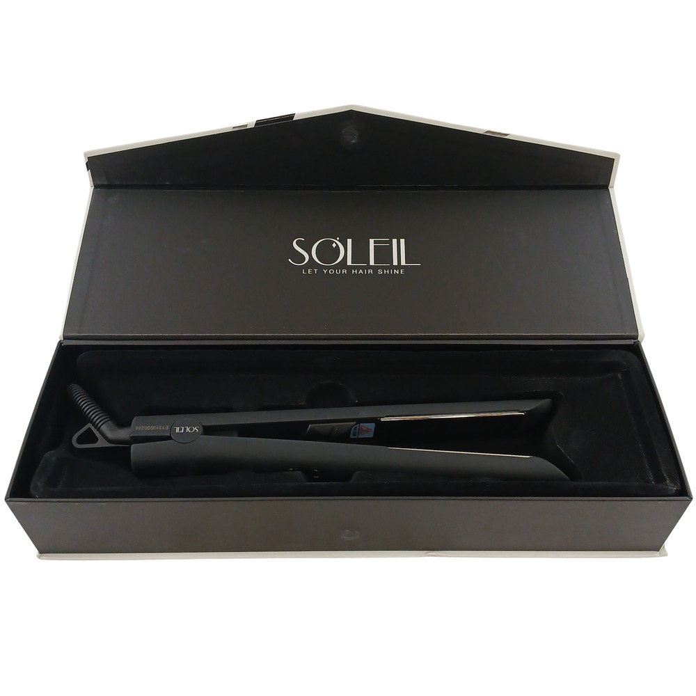 Soleil Turbo Black Flat Iron Hair Straightener Chrome Plate Digital Temp Control